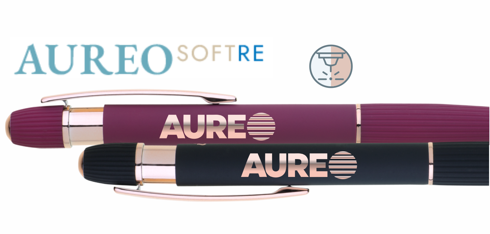 AUREO SOFT RE propiska kov žlutá s potiskem loga